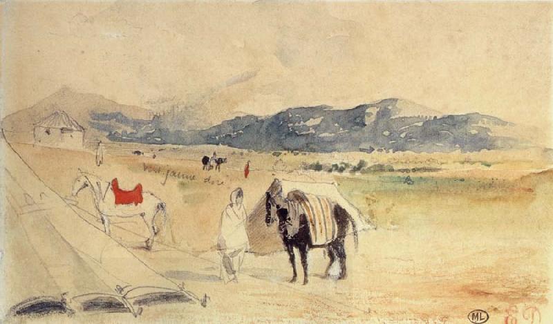 Eugene Delacroix Encampment in Morocco between Tangiers and Meknes China oil painting art